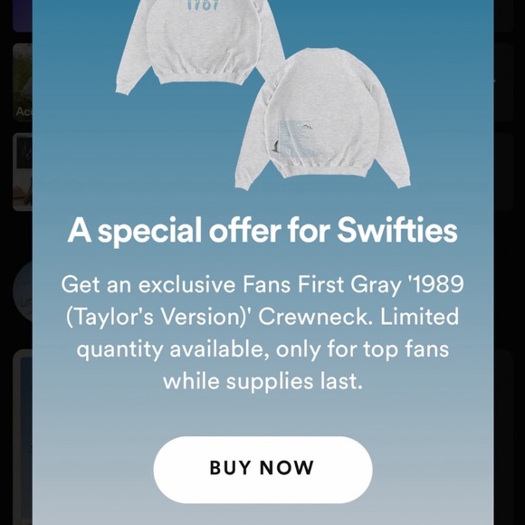 NWT Spotify Fans First Heather Gray 1989 (Taylor's Version) Crewneck - Picture 4 of 4